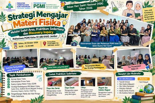 Semarak Pekan Hari Santri Nasional 2026 (Hari ke-2), Mahasiswa PGMI Kelas D1 UIN KHAS Jember Eksplorasi Eksperimen Fisika Sederhana