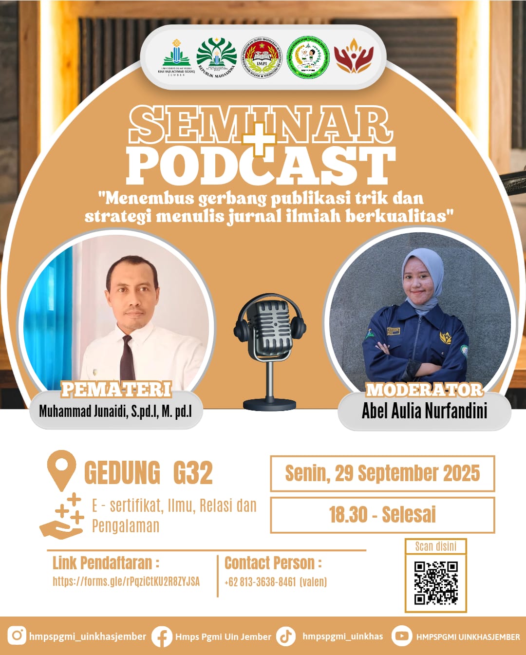 HMPS Prodi PGMI UIN KHAS Jember Sukses Selenggarakan Seminar dan Podcast Penulisan Jurnal Ilmiah