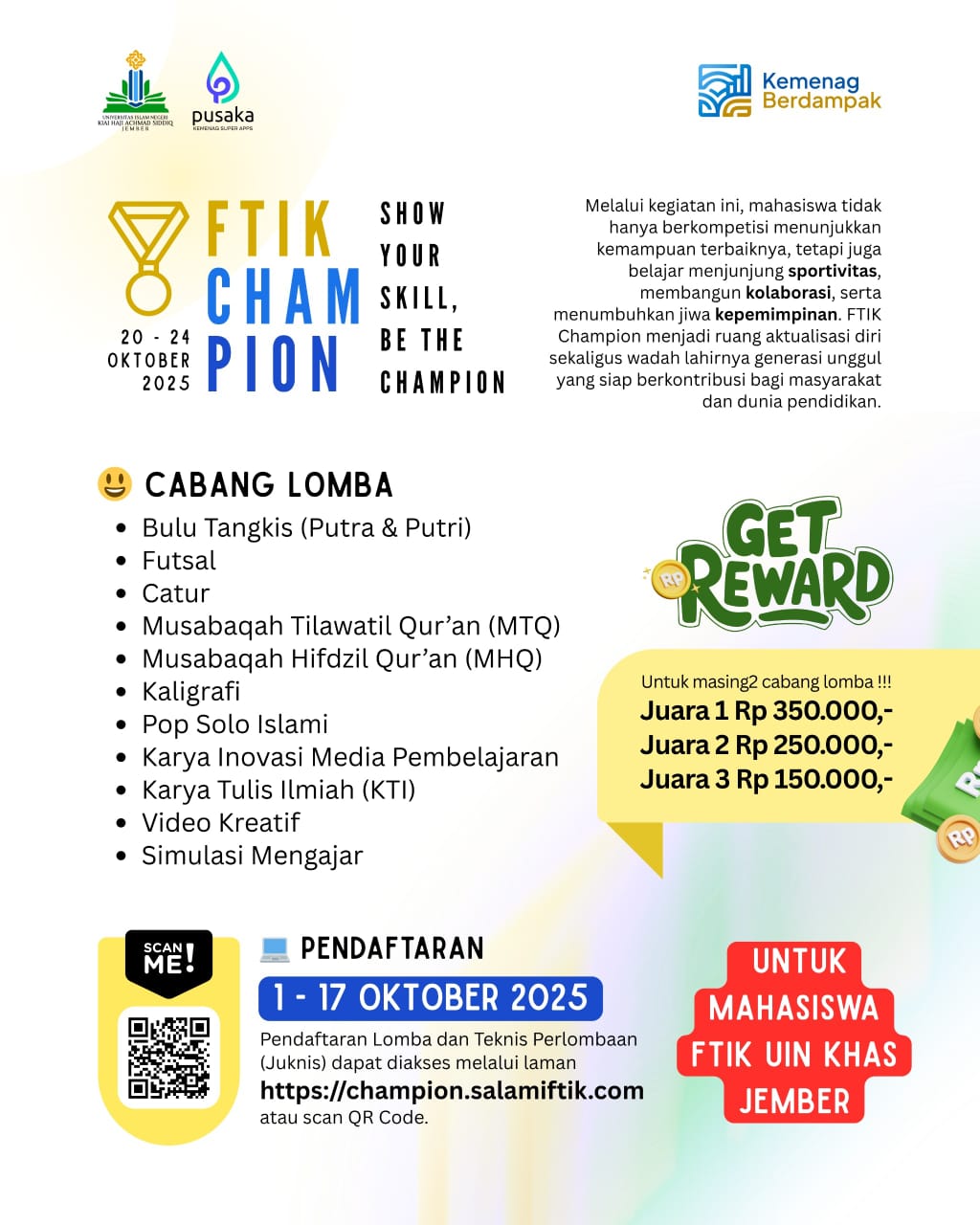 FTIK Champion 2025: Ajang Prestasi, Sportivitas dan Kreativitas Mahasiswa UIN KHAS Jember