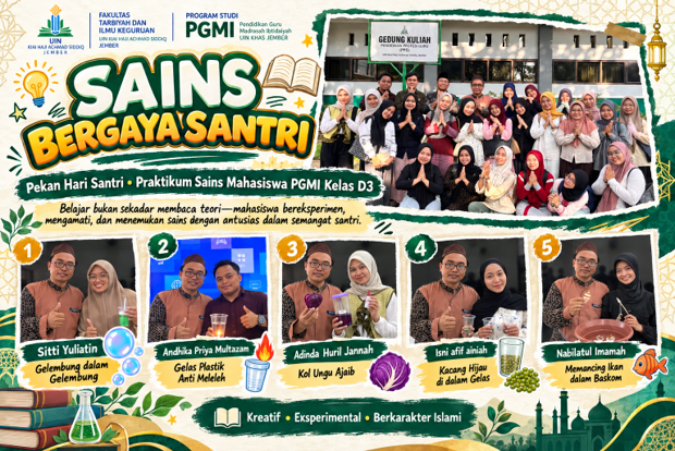 Semarak Pekan Hari Santri 2026, Mahasiswa PGMI Kelas D3 UIN KHAS Jember Antusias Laksanakan Praktikum IPA