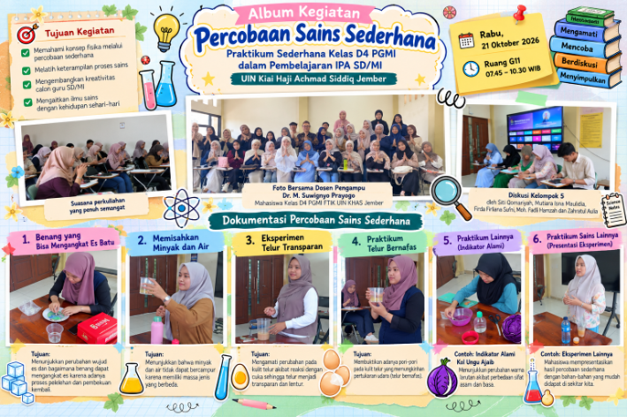 Dari Teori ke Eksperimen, Perkuliahan IPA SD/MI Kelas D4 PGMI UIN KHAS Jember Hadirkan Pembelajaran Fisika yang Menyenangkan