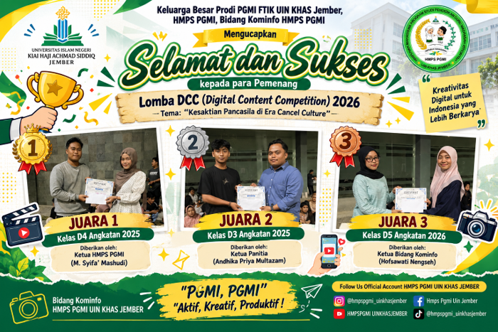 Dari Kreativitas Digital hingga Penguatan Nilai Pancasila, HMPS PGMI UIN KHAS Jember Berikan Penghargaan DCC 2026